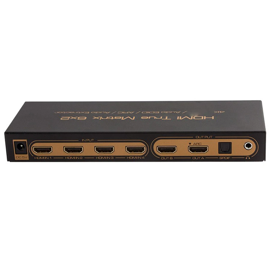 HDMI матричный 6x2 4 К x 2 Переключатель Splitter конвертер Поддержка PIP 3D V1.4 с аудио