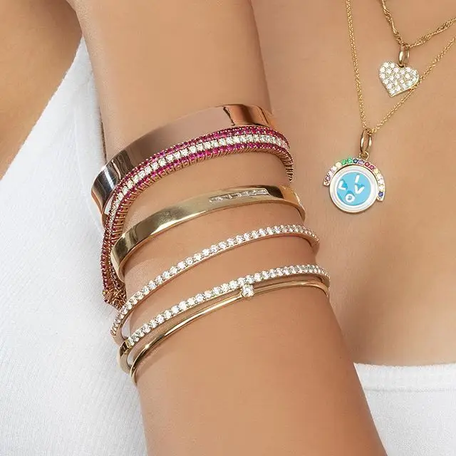 Топ Мода Золото Серебро Цвет Роскошные ювелирные изделия открытый отрегулировать размер мода 3A Круглый CZ цирконий Теннисный браслет для женщин