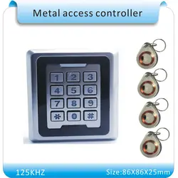 Бесплатная доставка 86x86 мм металлический корпус 125 кГц RFID считыватель и клавиатуры дверей Управление доступом Водонепроницаемый случае
