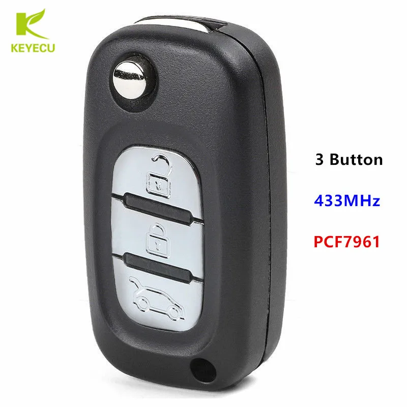 

KEYECU Replacement Flip Remote Key Fob 3 Buttons 433MHz PCF7961 for Renault Scenic III , Megane III, Fluence 2009-2015