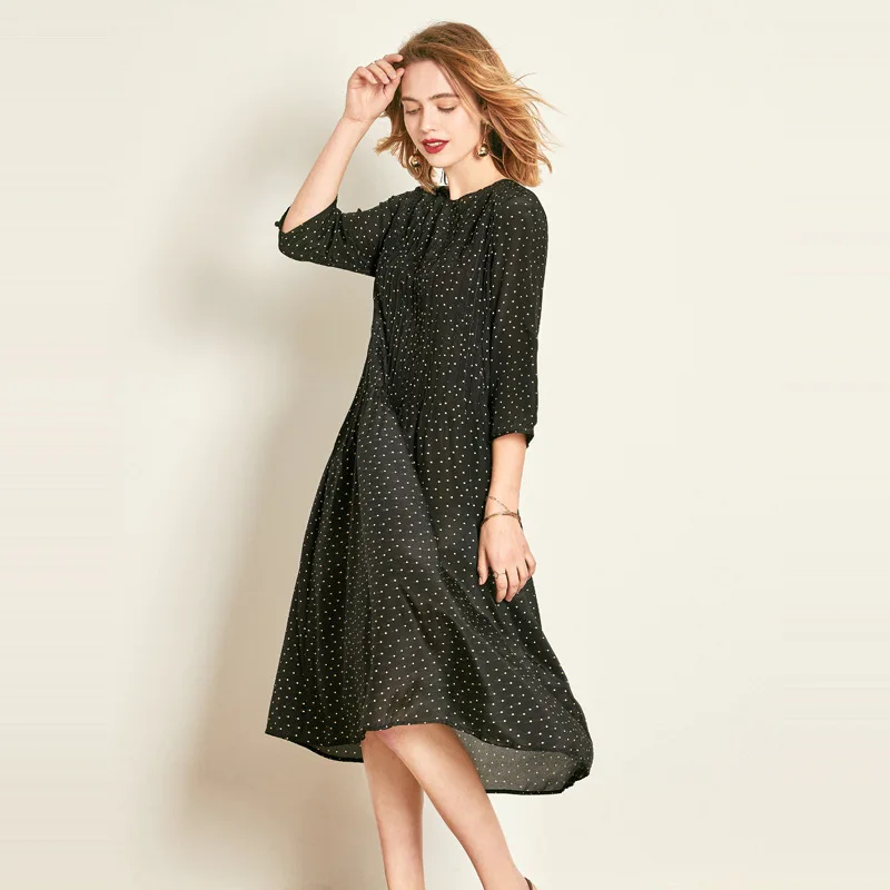 

silk floral plus size summer rockabilly women's sexy club retro beach shirt dresses fem me 2019 black small polka dot elegant