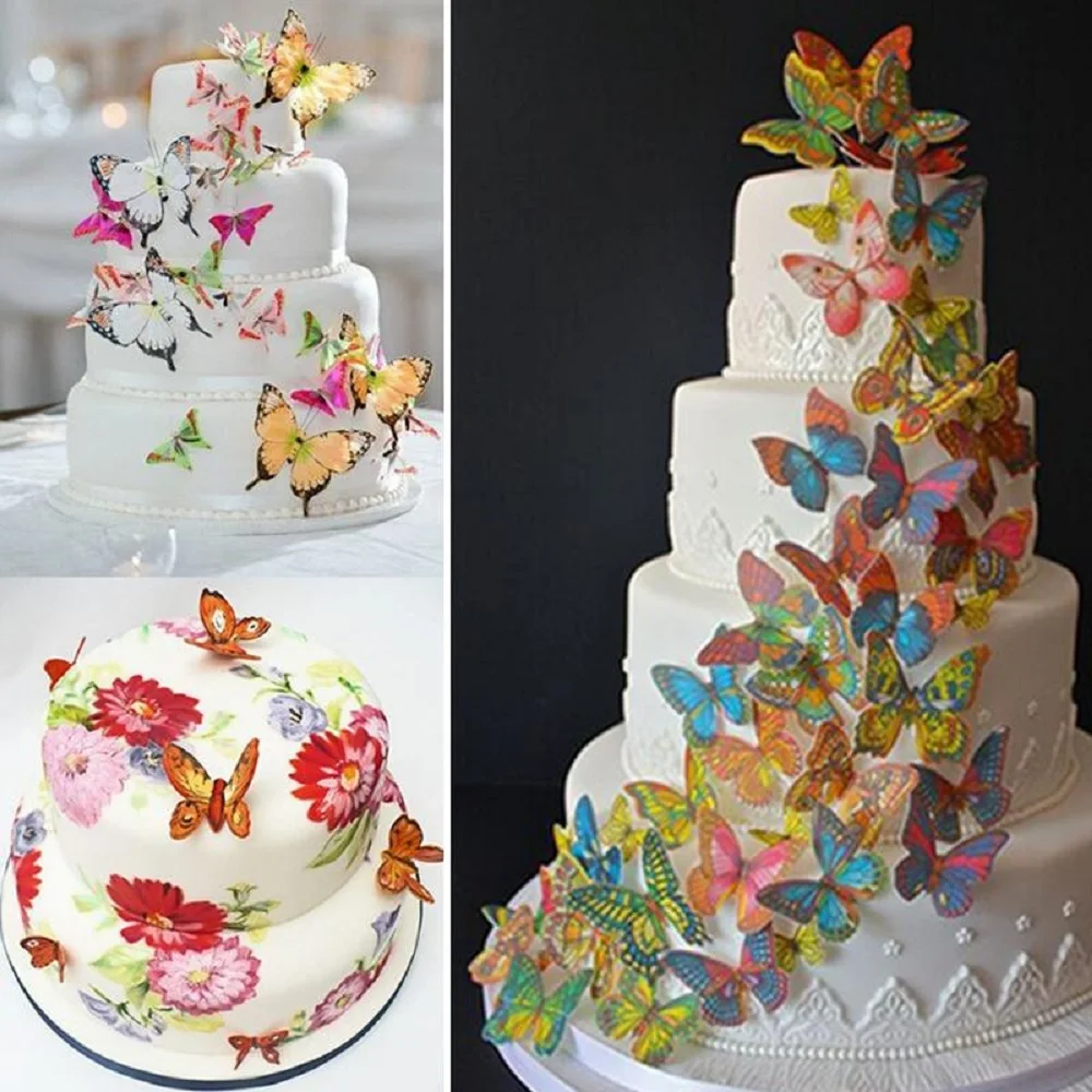 20pcs 3D Edible Butterfly Cake Decoration Wedding Birthday Party