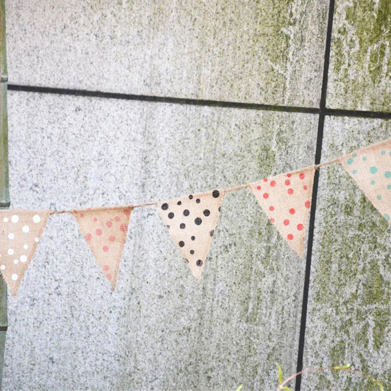 

1pcs 2.8M 15Flags Polka Dot Fabric Linen Wedding Party Decoration Flag Banner Home Festival Deco Pennant