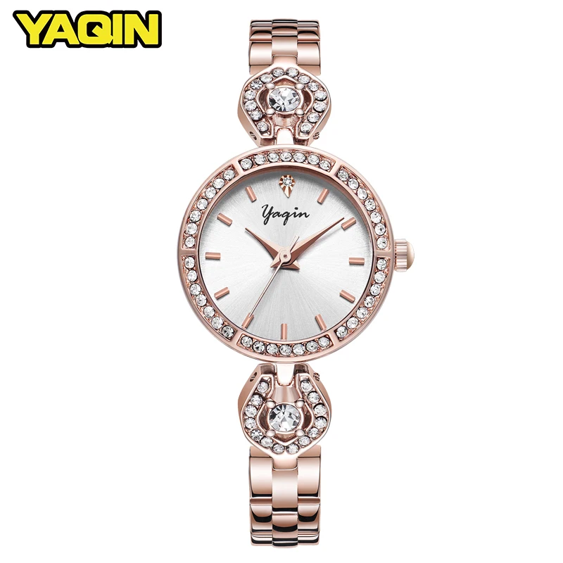 YAQIN для женщин модные часы Reloj Mujer нержавеющая сталь для женщин кварцевые часы для женщин водонепроницаемый браслет для часов Relogio Feminino