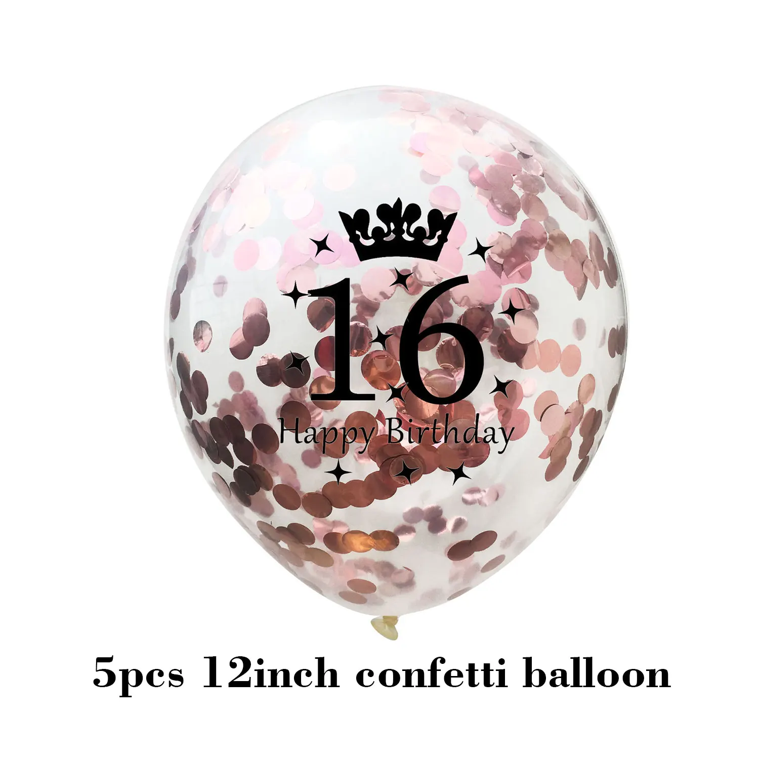 Happy Birthday Confetti Balloon Number Balloon Adult Birthday Cake Topper Gift Sticker For 16 18 21 30 40 50 60 Years Decoration - Цвет: 16 rose gold balloon