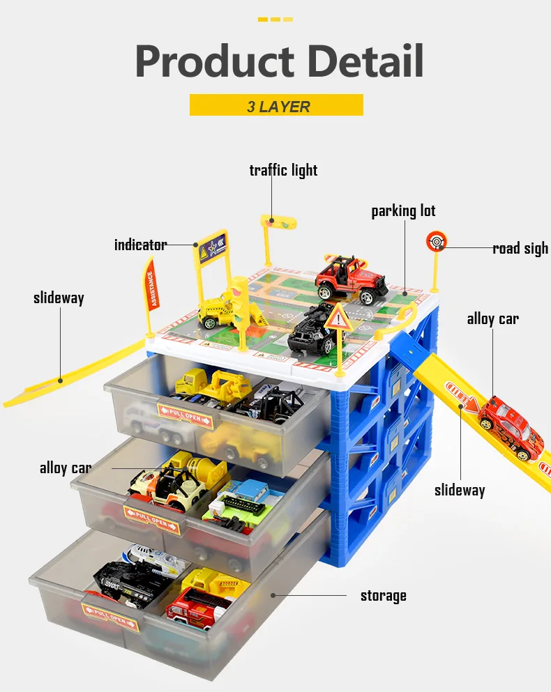 Huanger детские автомобильные игрушки мини-стоянка 6 шт. коробка для хранения автомобилей DIY дорожные знаки автомобиль слот модель игрушки навес для автомобиля игрушечный гараж для детей