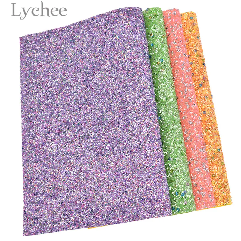 Lychee Life 29x21cm A4 Stripe Sequins PU Fabric High Quality Sewing Synthetic Leather DIY Material For Handbag Garments | Дом и сад