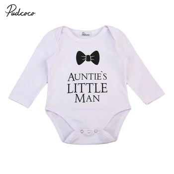

Pudcoco Auntie's little man Nebworn Baby Boys Cute Long Sleeve Cotton Bodysuit Jumpsuit Outfits Clothes