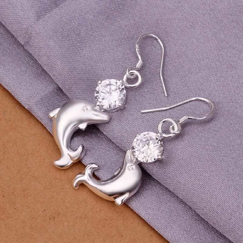 Fashion Women Girl Party Earring Little Cute Dolphin Shape Dangle