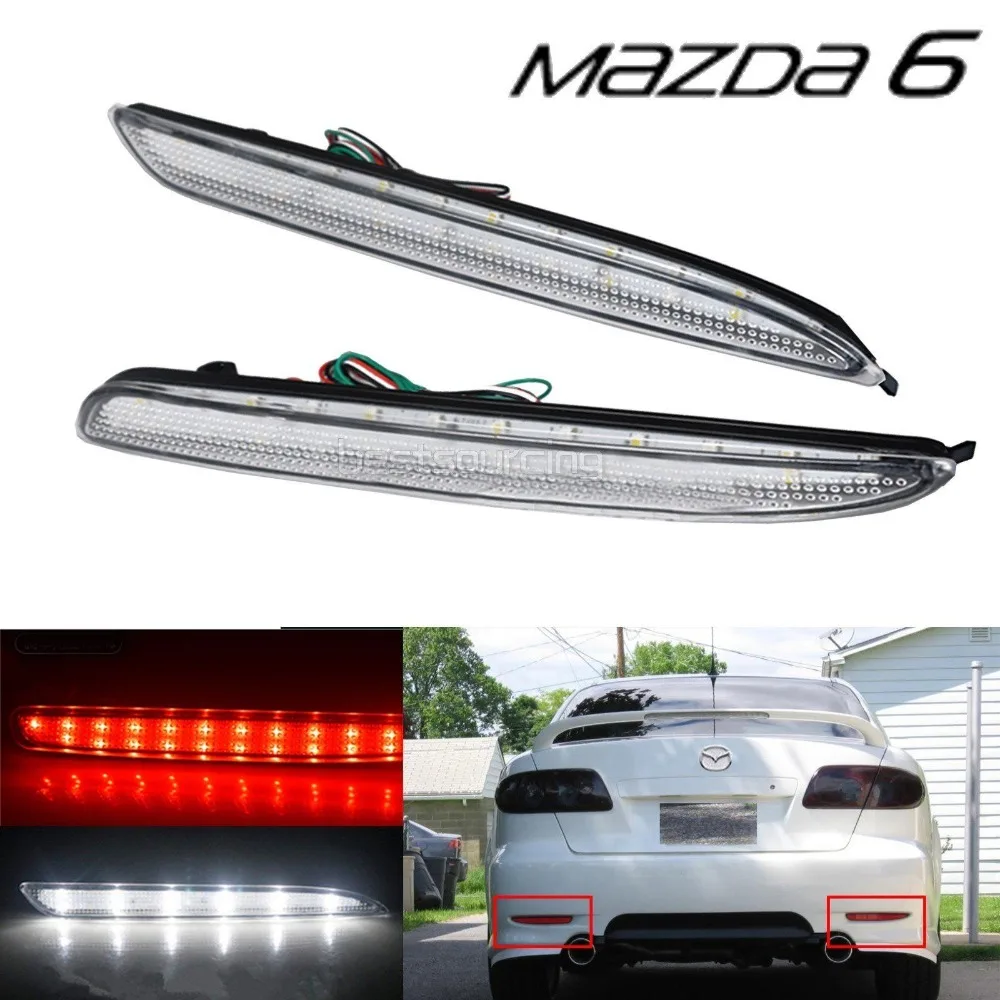 

2x 24 LED Rear Bumper Reflectors Tail Brake Stop Running Turning Light For Mazda 6 03-08 Parking Warning Night Driving Fog Lamp