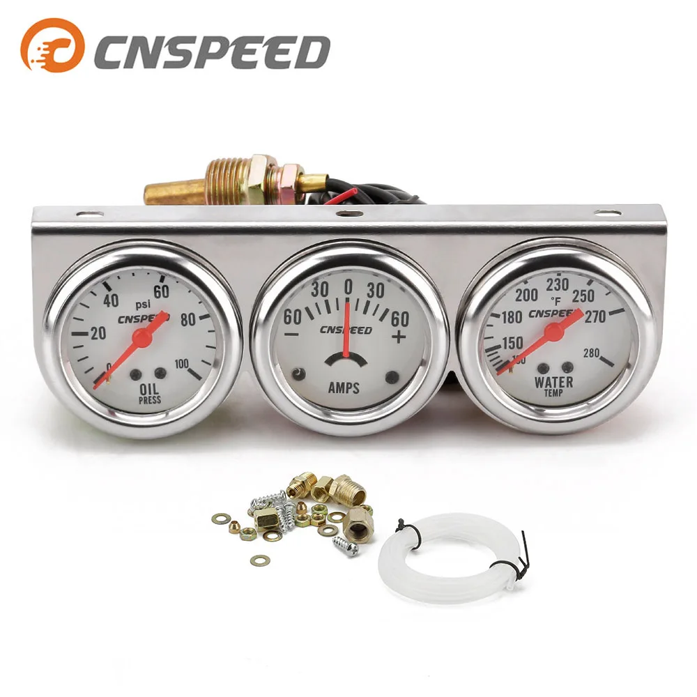 CNSPEED 2" Amp Gauge Water Temp Oil Pressure meter Triple Auto Set with sensor YC101323 | Автомобили и мотоциклы