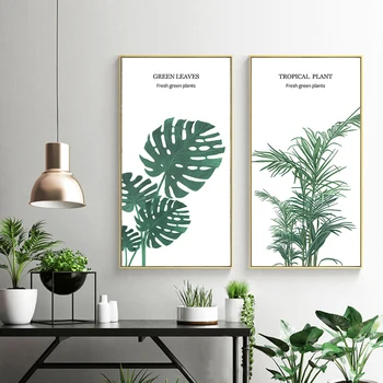 

Nordic Poster Plants Modern Pictures Green Leaves Painting water color print wall art canvas for Living Room Home Decor Framed