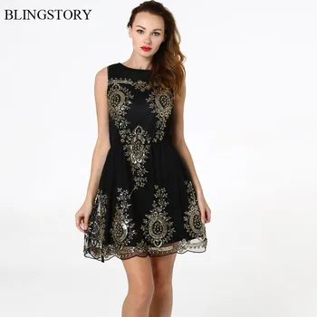 

BLINGSTORY Luxurious Sequin Mini Dress Gorgeous Party Night Club Retro Dresses