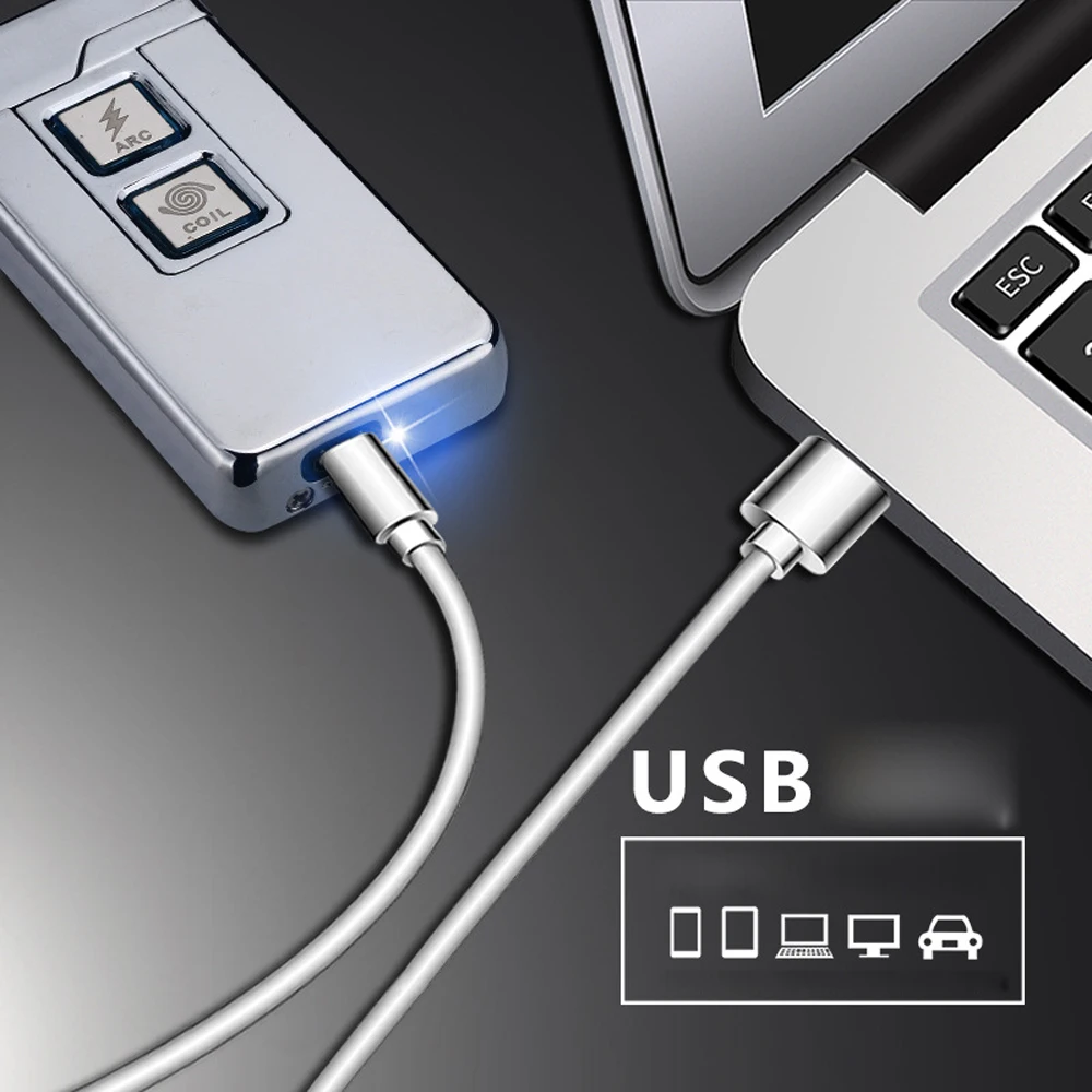 Новинка 2 в 1 Катушка и дуговая Зажигалка Смарт Электронные USB зажигалки двойного назначения сенсорный индукционный зажигания металлический прикуриватель