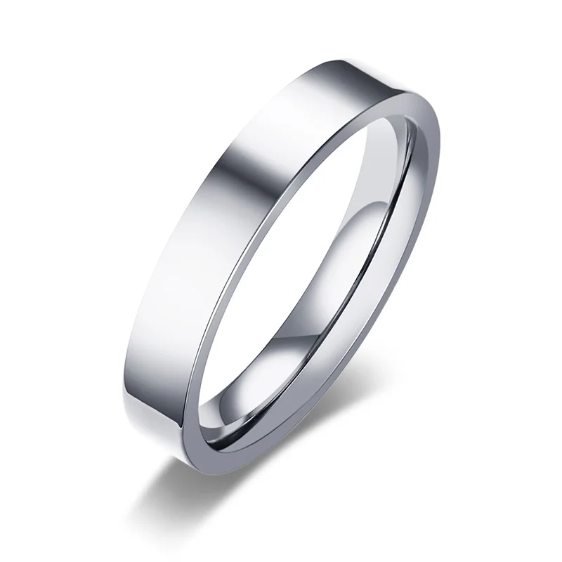 Классический 4 мм кольцо унисекс 3 цвета Кольца из нержавейки простой альянс для женщин и мужчин пара Мода Ювелирная Свадебная лента - Цвет основного камня: Silver
