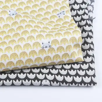 

ins soft thin yellow/black cat pattern fabric Retro style fabric Calico plain cotton fabric for DIY Bag 1 order=1meters