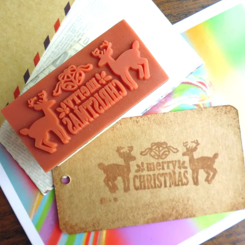 Деревянный штамп в виде оленя 6 х3 см|wood stamp|diy giftstamp stamp |