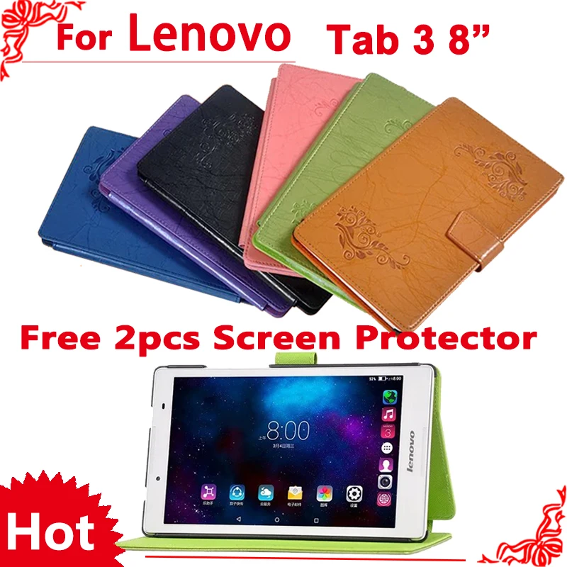 

Case for Lenovo Tab 3 8 TB3 850F/TB3-850M Pu Leather Cover Case For Lenovo Tab 2 A8-50 A8-50F A8-50LC 8"+ 2 pcs Screen Protector