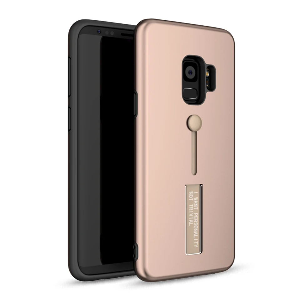 Модный чехол Floop для samsung Galaxy Note 10 Plus, S10 Lite, S9, S8, S7, с петлей на палец, на ремешке, чехол, скрытая подставка, броня, противоударный чехол - Цвет: Rose Gold