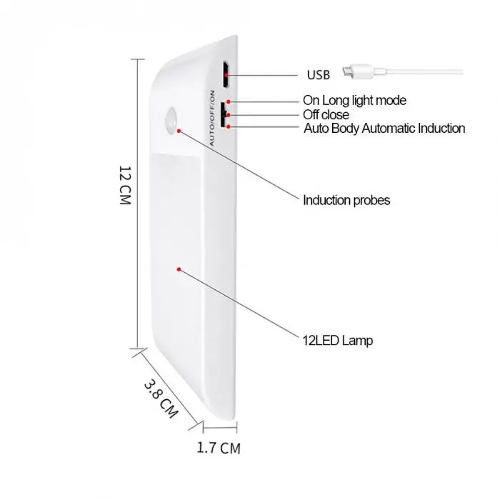 USB 3 режим движения Сенсор ночное задние габаритные огни 12В светодиодный Перезаряжаемые магнитная лампа для платяного шкафа Кухня- M25