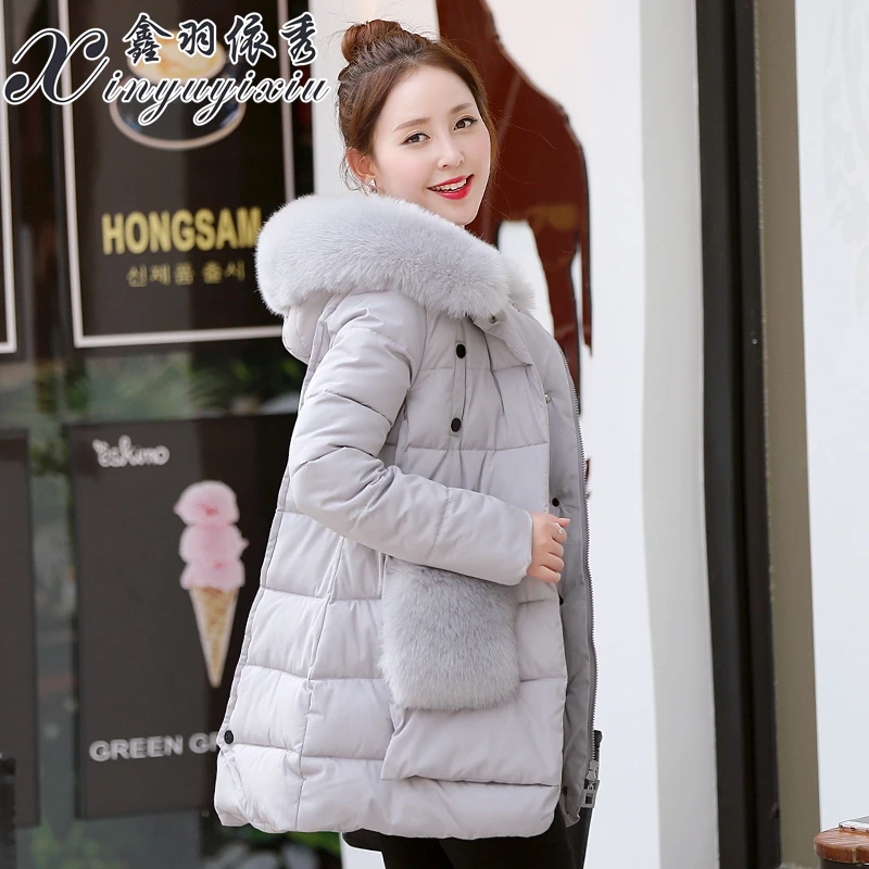 2016 new girls long thick loose padded cotton padded jacket coat size Korean