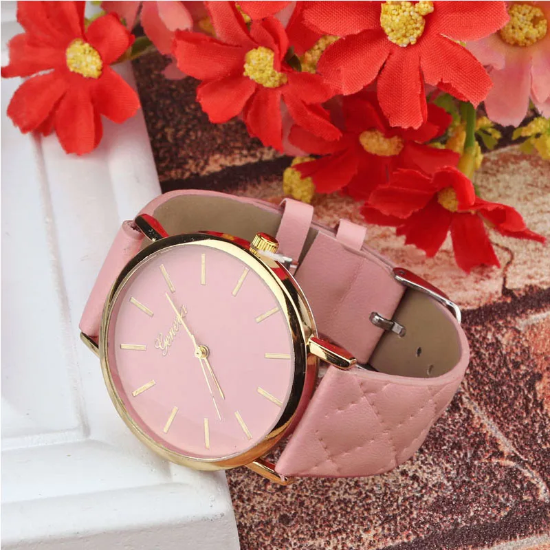 

New watch women Checkers Faux lady dress watch, women's Casual Leather quartz-watch Analog wristwatch Gifts relogios feminino