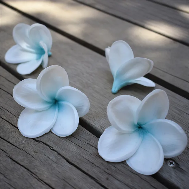 Aqua Blue Center Plumerias Natural Real Touch Flowers ...