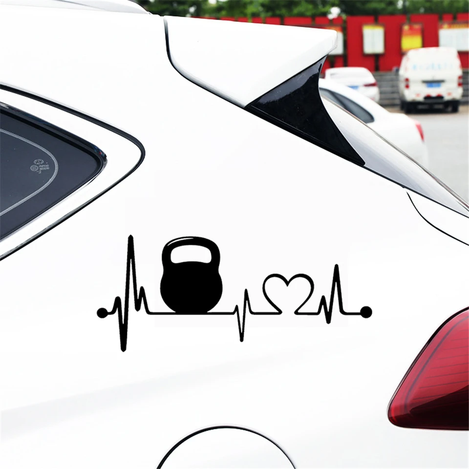 Kettlebell Lock Lifeline Heartbeat Applique Car Sticker Car Window Vinyl Car Sticker 21.1cmx7 (6)