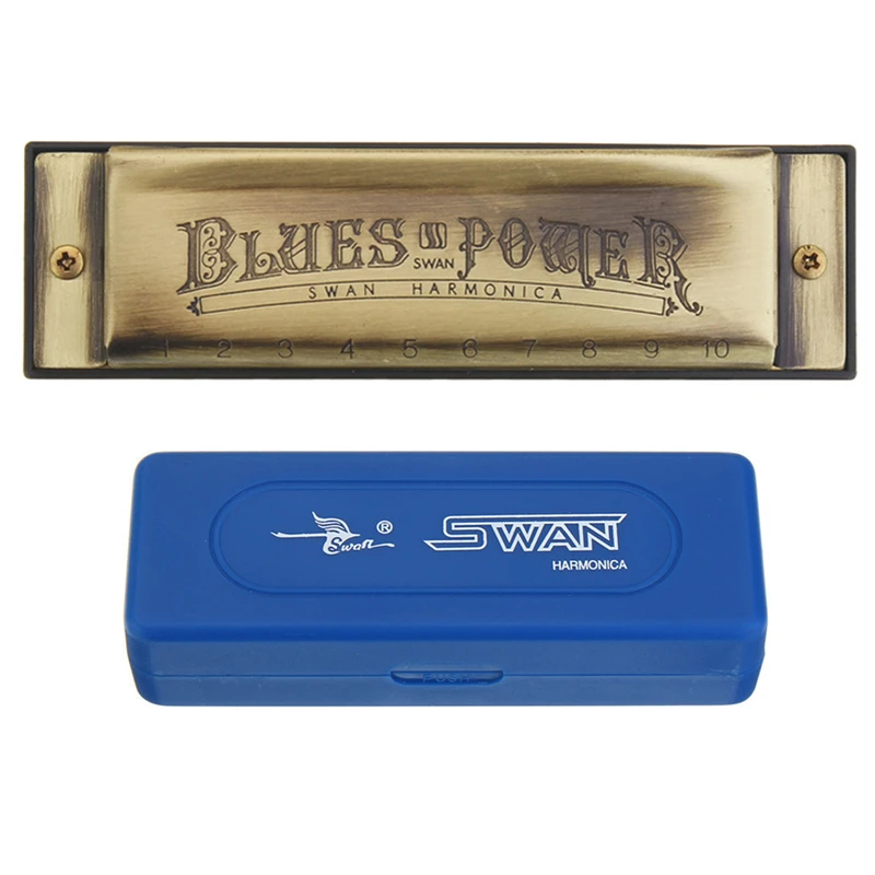 Blues C Key Harmonica 10 отверстий 20 тонов высококлассный Бронзовый цветной музыкальный инструмент духовой рот орган Лебедь Harmonicas арфы