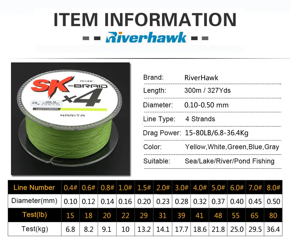 Супер качество 300 м SK X4 плетеная рыболовная леска для соленой и пресной воды, 4 нити, плетеная леска, аналогичная плетеная леска 10LB-8