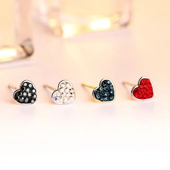 

Shining red heart-shaped 925 silver jewelry female Korean version students simple nail rings wholesale