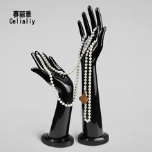 Две части черный Манекен рука женский Дисплей Модель ручной пластиковый манекен руки для ювелирных изделий и дисплей перчаток
