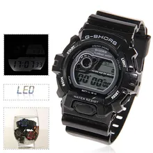 2015 shhors 30 m montre étanche ronde numérique montre de sport avec bracelet en plastique, la semaine Affichage et Réveil 755
