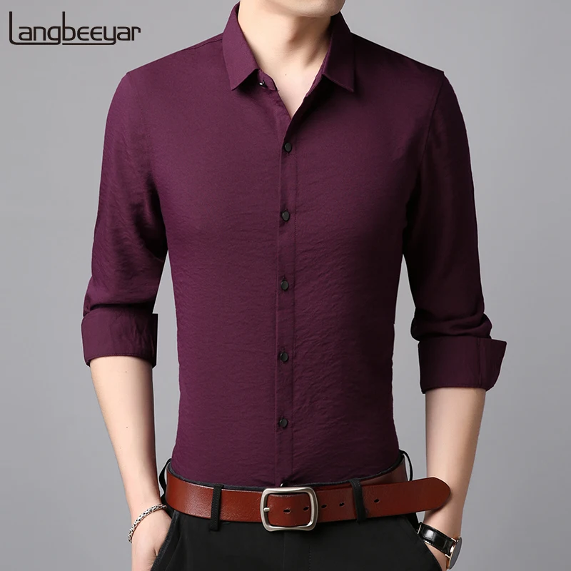 

2019 New Fall Fashion Brand Shirts Man Korean Long Sleeve Slim Fit Street Wear Black Solid Color High Quality Casual Clothes