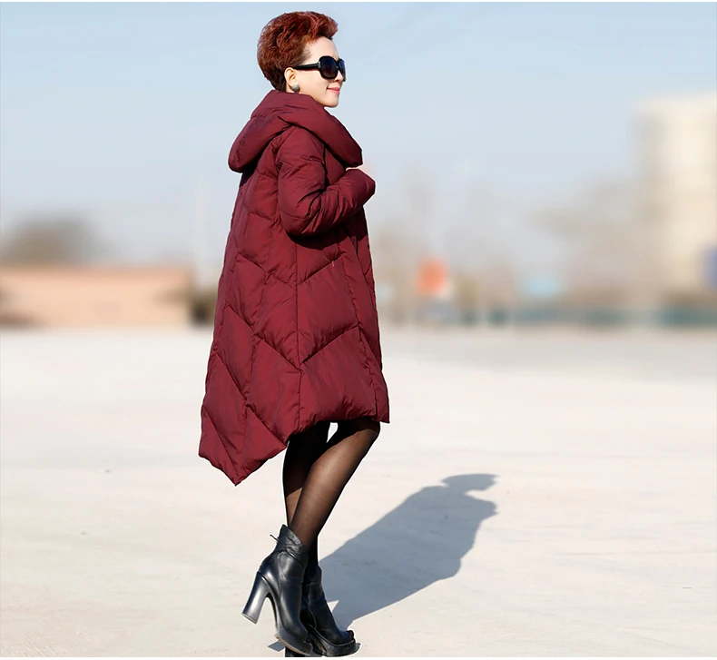 

2018 new winter plus size jacket and long sections loose big yards was thin female coat Hooded A font