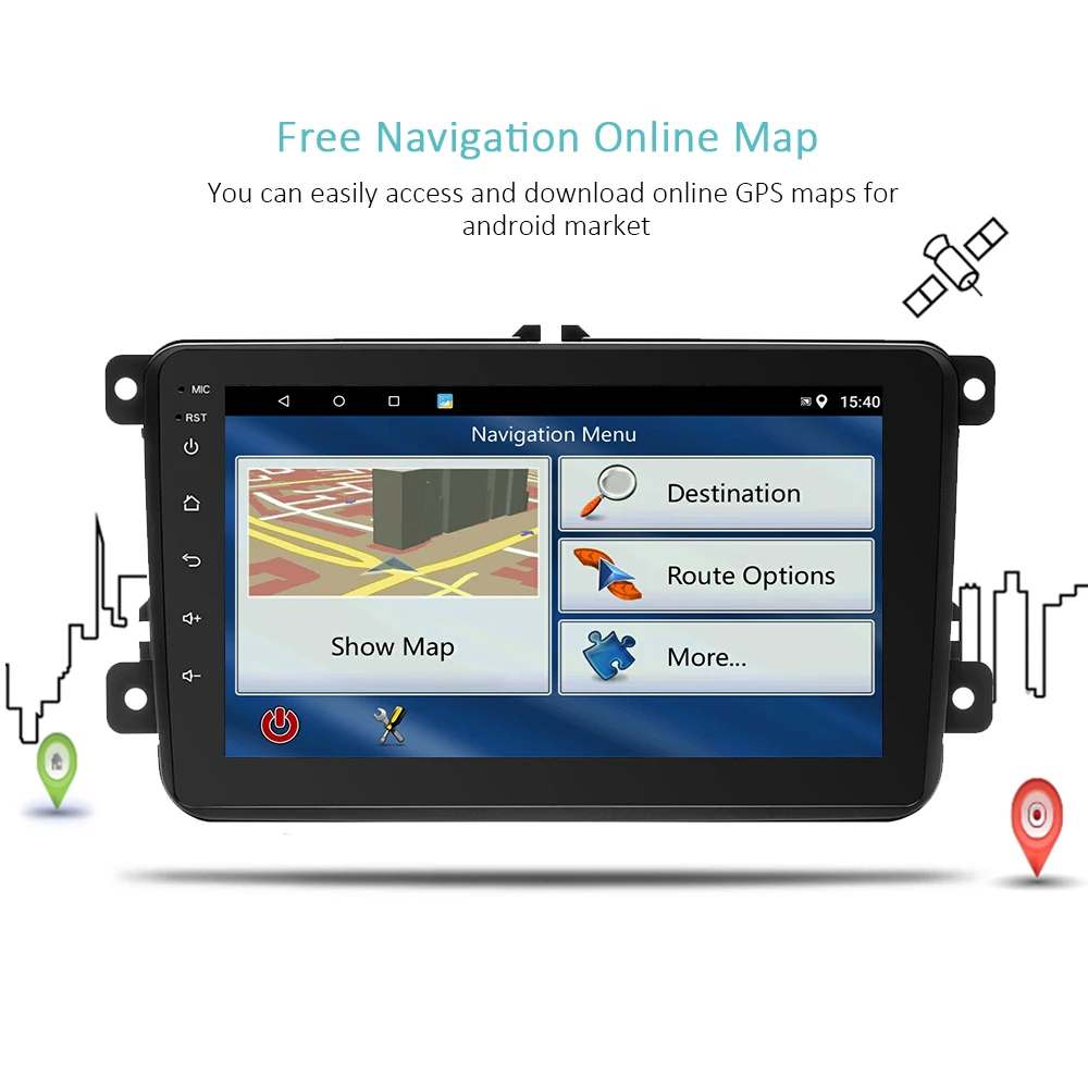 Cheap Podofo Android 7.1 Car Multimedia Player GPS Navigation WIFI Bluetooth 8