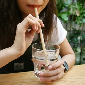 Natural Bamboo Drinking Straws Eco-Friendly Sustainable Bamboo Straws Reusable Straws with Straw Cleaner Linen Cloth Bag 2