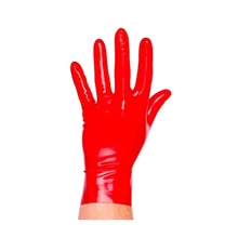 Горячая Распродажа латекса перчатки пять пальцев красный сексуальный короткие рукавицы Размер s-xl