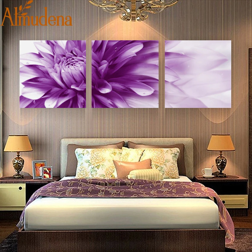 

ALMUDENA 3 Pieces Abstract Flowers HD Print Canvas Wall Picture Art Modern Oil Modular Paintings Home Decoration No Frame