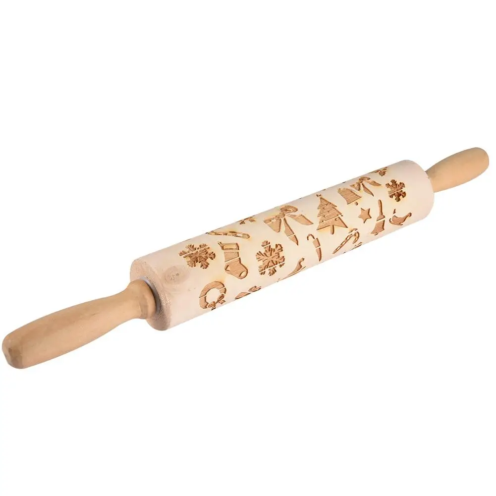 43x5 см Рождественская тисненая скалка для выпечки печенья лапши печенье, фондан, пирог, тесто Выгравированный роллер олень; Снежинка