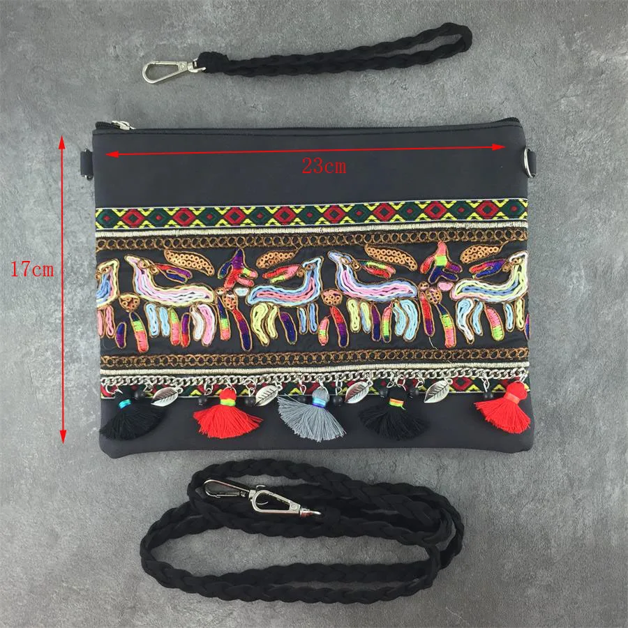 Boho sloh tkaniny bedra brašna ženské tribal hippies cikán střapcem okrajové hudba slavnost kbelík měkké crossbody brašna