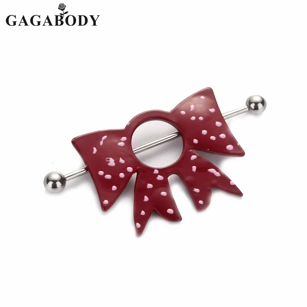 Christmas Cute Red Bowknot Nipple 1 Pair Nipple Shields Rings Jewelry