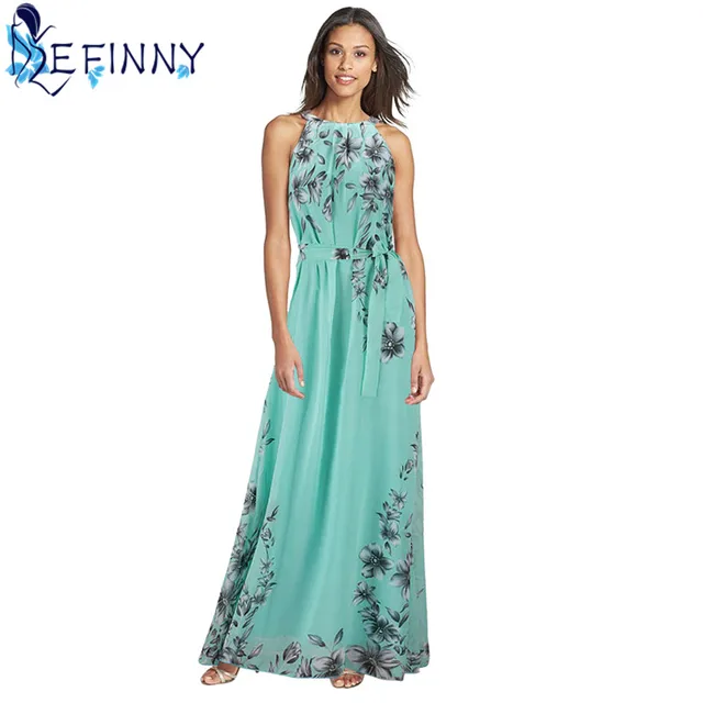 2018 Fashion Summer Women Elegant Boho Long Maxi Dress Charming O-Neck Chiffon Lady Evening Party beach Dress Plus Size S-6XL
