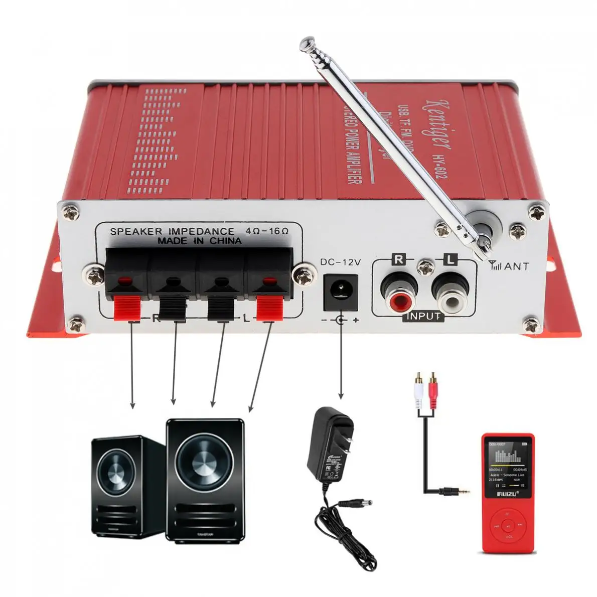 Kentiger HY 602 Hi Fi аудио плеер Автомобильный усилитель fm радио стерео Поддержка SD / USB DVD