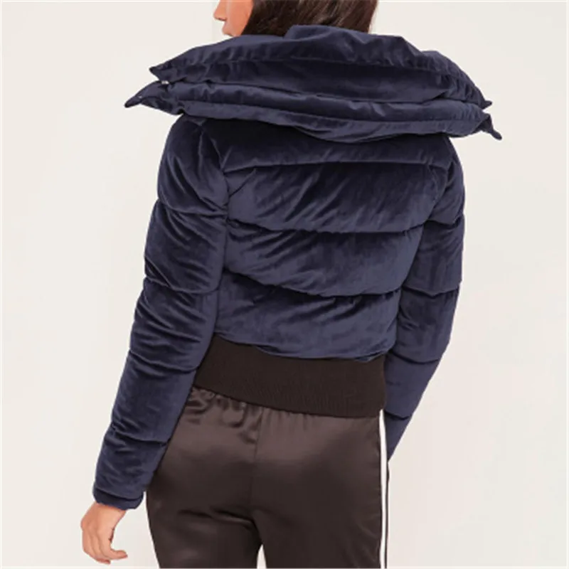 

2018 European American fashion winter new solid color warm fashion sexy velvet short coat cotton clothes explosion models G128