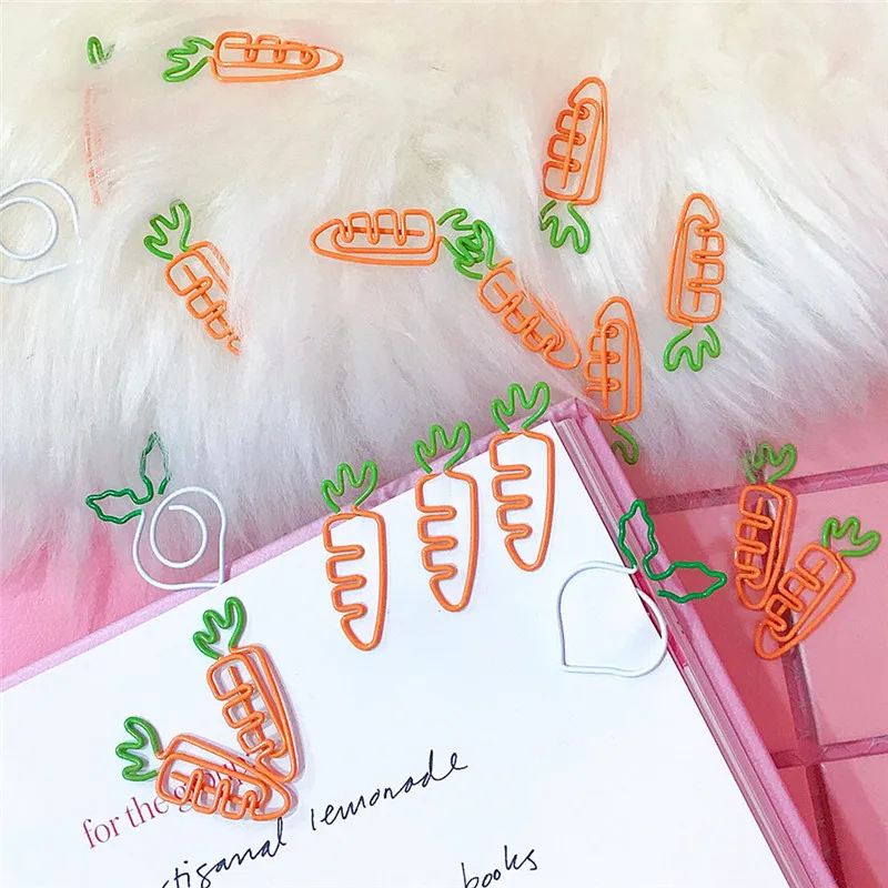 

Coloffice 4PCs Cartoon Cute Fruit Carrot Paper Clip White Radish Note Clip Simulation Korean Stationery Office&School Supplies