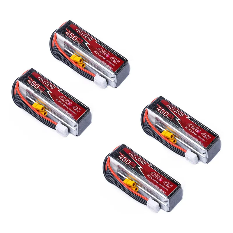 

4PCS FULLSEND 15.2V 4S 450mAh HV 45C Lipo Battery XT30 Plug For FPV Racing Drone Airplane Quadcopter Cine Whoop