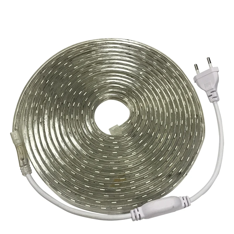 220V LED Strip Light Waterproof RGB Strip Led Ribbon 5050 Led Tape 220 Flexible Led Strip 220v 60Leds/M Lighting with EU Plug