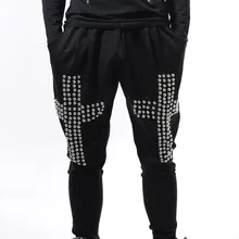 28-42! Мода хип-хоп ds dj одежда шаровары мужской сценический костюм Cross заклепки штаны-шаровары