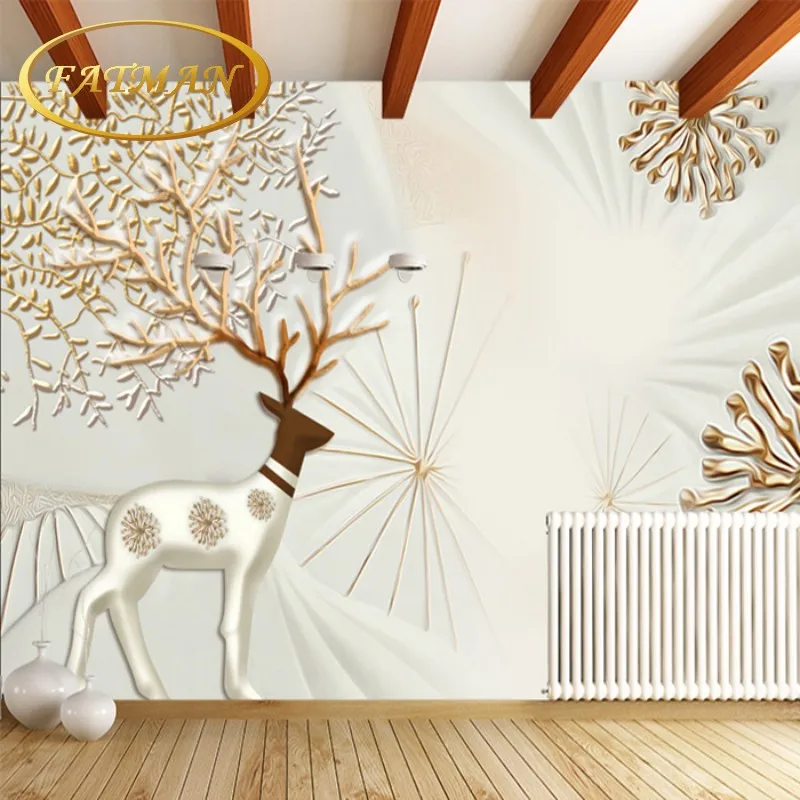 

Custom photo wallpaper 3D stereo custom Abstract minimalist elk wallpaper mural Bedroom Sofa children room wallpaper
